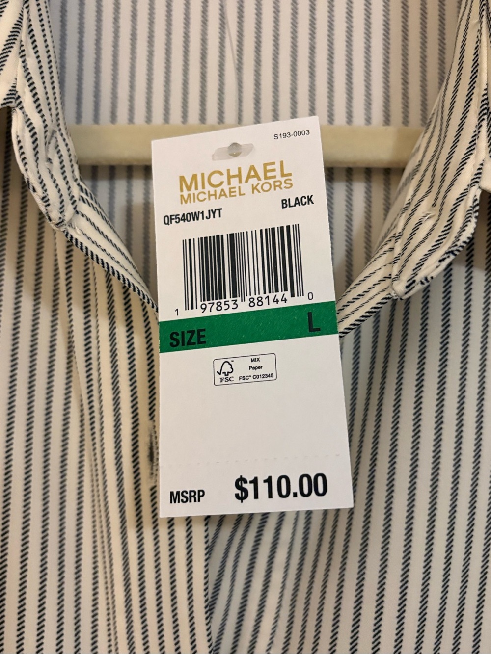 Michael Kors Women’s Vertical Stripe Dress Shirt - White and Black - Picture 3 of 6